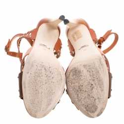 مملوكة مسبقًا Gucci Multicolor Leather Lika Stone Embellished Sandals Size 38