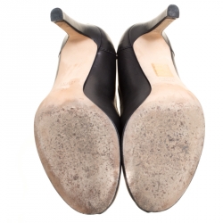 Pre Owned Gucci Black Leather GG Interlocking Pumps Size 36