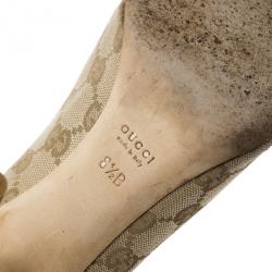 Pre Owned Gucci Guccissima Canvas Horsebit Peep Toe Pumps Size 39