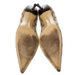 Pre Owned Gucci Guccissima Canvas Malibu Bamboo Heel Pumps Size 39