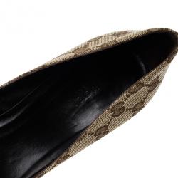 Pre Owned Gucci Guccissima Canvas Malibu Bamboo Heel Pumps Size 39
