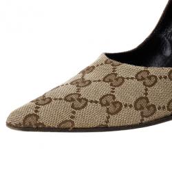 Pre Owned Gucci Guccissima Canvas Malibu Bamboo Heel Pumps Size 39