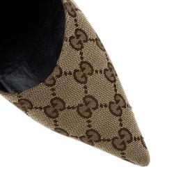 Pre Owned Gucci Guccissima Canvas Malibu Bamboo Heel Pumps Size 39