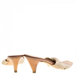 Pre Owned Gucci Beige Braid Rope Knot Slides Size 40