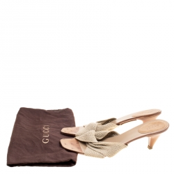 Pre Owned Gucci Beige Braid Rope Knot Slides Size 40