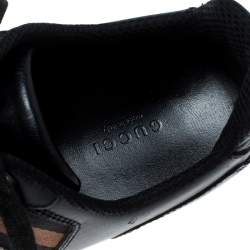 مملوكة مسبقًا حذاء رياضي غوتشي أربطة ويب سيرانو جلد وكانفاس سوبريم GG أسود/ بيج مقاس 37