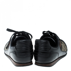 مملوكة مسبقًا حذاء رياضي غوتشي أربطة ويب سيرانو جلد وكانفاس سوبريم GG أسود/ بيج مقاس 37