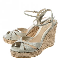 Pre Owned حذاء إسبادريل غوتشي مايكرو غوتشيسيما بينيلوب جلد بنفسجي لامع مقاس 40