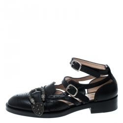 Gucci Black Perforated Leather Queercore Brogues Size 39.5