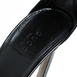 Pre Owned Gucci Black Patent Leather Horsebit Ankle Strap Sandals Size 37