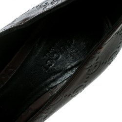 Pre Owned Gucci Brown Guccissima Leather Peep Toe Pumps Size 37