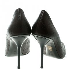 Pre Owned Gucci Brown Guccissima Leather Peep Toe Pumps Size 37