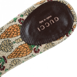 Pre Owned Gucci Beige Printed Canvas Horsebit Link Slides Size 39