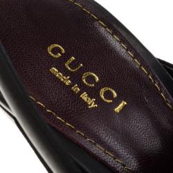 Pre Owned Gucci Black Leather And Suede Slingback Ankle Strap Sandals Size 38