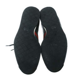 مملوكة مسبقًا Gucci Black Guccissima Leather And Suede Web Detail Low Top Sneakers Size 38