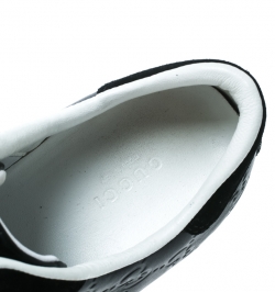 مملوكة مسبقًا Gucci Black Guccissima Leather And Suede Web Detail Low Top Sneakers Size 38