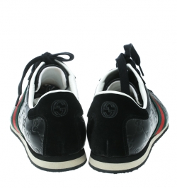 مملوكة مسبقًا Gucci Black Guccissima Leather And Suede Web Detail Low Top Sneakers Size 38