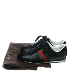 مملوكة مسبقًا Gucci Black Guccissima Leather And Suede Web Detail Low Top Sneakers Size 38