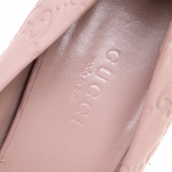 Pre Owned Gucci Pale Pink Guccissima Leather Kristen Bamboo Heel Pumps Size 35.5