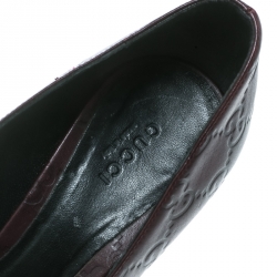 Pre Owned Gucci Plum Guccissima Leather Peep Toe Pumps Size 38.5