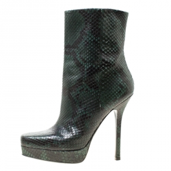 Pre Owned Gucci Two Tone Python Leather Platform Ankle Boots Size 38.5