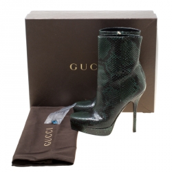 Pre Owned Gucci Two Tone Python Leather Platform Ankle Boots Size 38.5