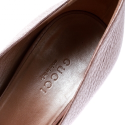 Pre Owned Gucci Blush Pink Leather Horsebit Platform Peep Toe Pumps Size 36