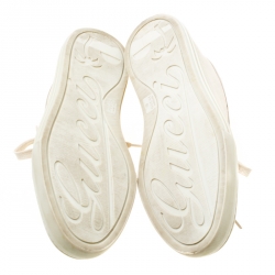 مملوكة مسبقًا Gucci Off White Monogram Canvas and Leather Lace Up Sneakers Size 38