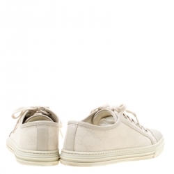 مملوكة مسبقًا Gucci Off White Monogram Canvas and Leather Lace Up Sneakers Size 38