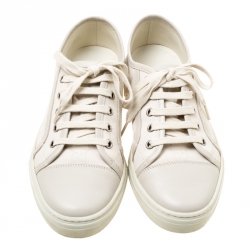 مملوكة مسبقًا Gucci Off White Monogram Canvas and Leather Lace Up Sneakers Size 38