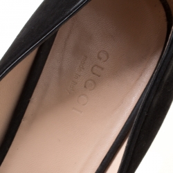 Pre Owned Gucci Black Suede Fringe Marmont Loafer Pumps Size 39.5