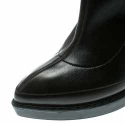 Pre Owned Gucci Black Leather Wimbledon Platform Ankle Boots Size 38.5