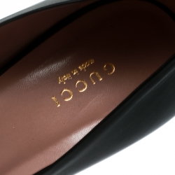 Pre Owned حذاء كعب عالي غوتشي مقدمة مفتوحة هورسبيت جلد لامع أصفر مقاس 39.5