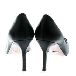 Pre Owned حذاء كعب عالي غوتشي مقدمة مفتوحة هورسبيت جلد لامع أصفر مقاس 39.5