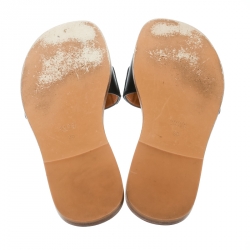 Pre Owned صندل غوتشي سلايد هورسبيت جلد شراشيب أسود مقاس 38