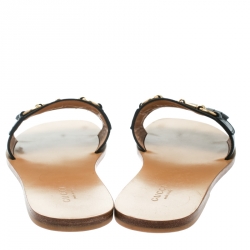 Pre Owned صندل غوتشي سلايد هورسبيت جلد شراشيب أسود مقاس 38