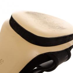 مملوكة مسبقًا Gucci Black Bette Suede And Mesh Slingback Platform Sandals Size 40