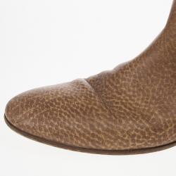 Gucci Brown Woven Whipstitched Leather 'Janis' Flat Boots Size 39.5