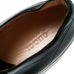 Pre Owned Gucci Black Leather Peggy Web Detail Platform Sneakers Size 39