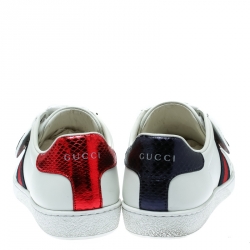 مملوكة مسبقًا حذاء رياضي غوتشي أربطة أيس جلد أبيض مقاس 36.5