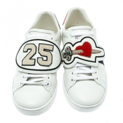 مملوكة مسبقًا حذاء رياضي غوتشي أربطة أيس جلد أبيض مقاس 36.5