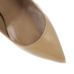 Pre Owned Gucci Beige Leather 'Kristen' Bamboo Heel Pumps Size 36