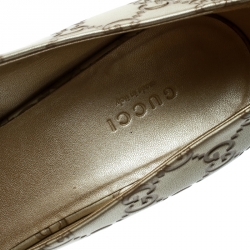Pre Owned Gucci Beige Guccissima Leather Bow Detail Peep Toe Pumps Size 40 