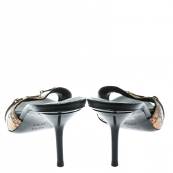 مملوكة مسبقًا صندل غوتشي هورسبيت جلد غوتشيسيما ذهبي ميتالك مقاس 38.5