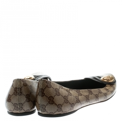 Gucci Brown/Beige Coated Canvas Hysteria Ballet Flats Size 40