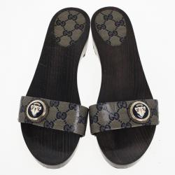 Gucci Navy Guccissima Crystal Hysteria Clogs Size 41