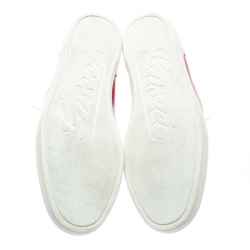 Pre Owned Gucci Pink Patent Leather With Beige Canvas GG High Top Sneakers Size 40