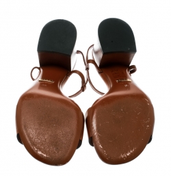 Pre Owned صندل غوتشي سيور T تفاصيل هورسبيت جلد بني مقاس 36