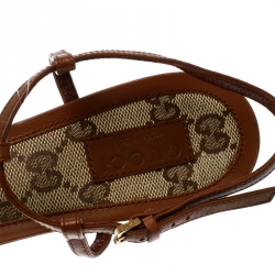 Pre Owned صندل غوتشي سيور T تفاصيل هورسبيت جلد بني مقاس 36