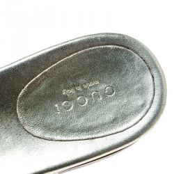 Pre Owned Gucci Metallic Gold Leather GG logo Thong Slipper Size 37 